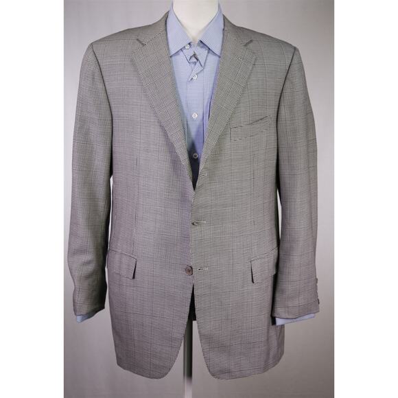 Ermenegildo Zegna Gray Houndstooth Windowpane Wool Silk Sportcoat Blazer 46R - Picture 2 of 11